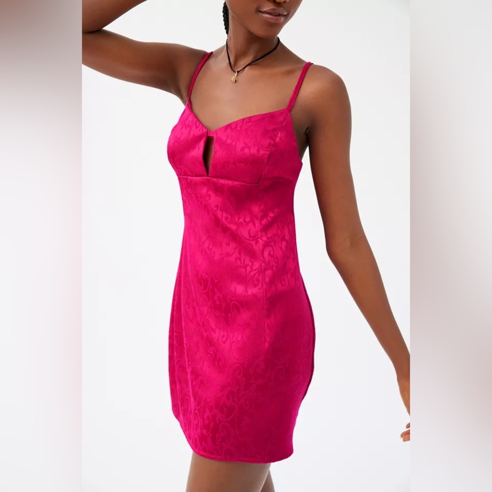 Urban Outfitters Remnants Jacquard Keyhole Mini Dress